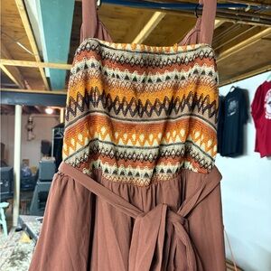 Bohemian Maxi jumpsuit with Geometric Pattern